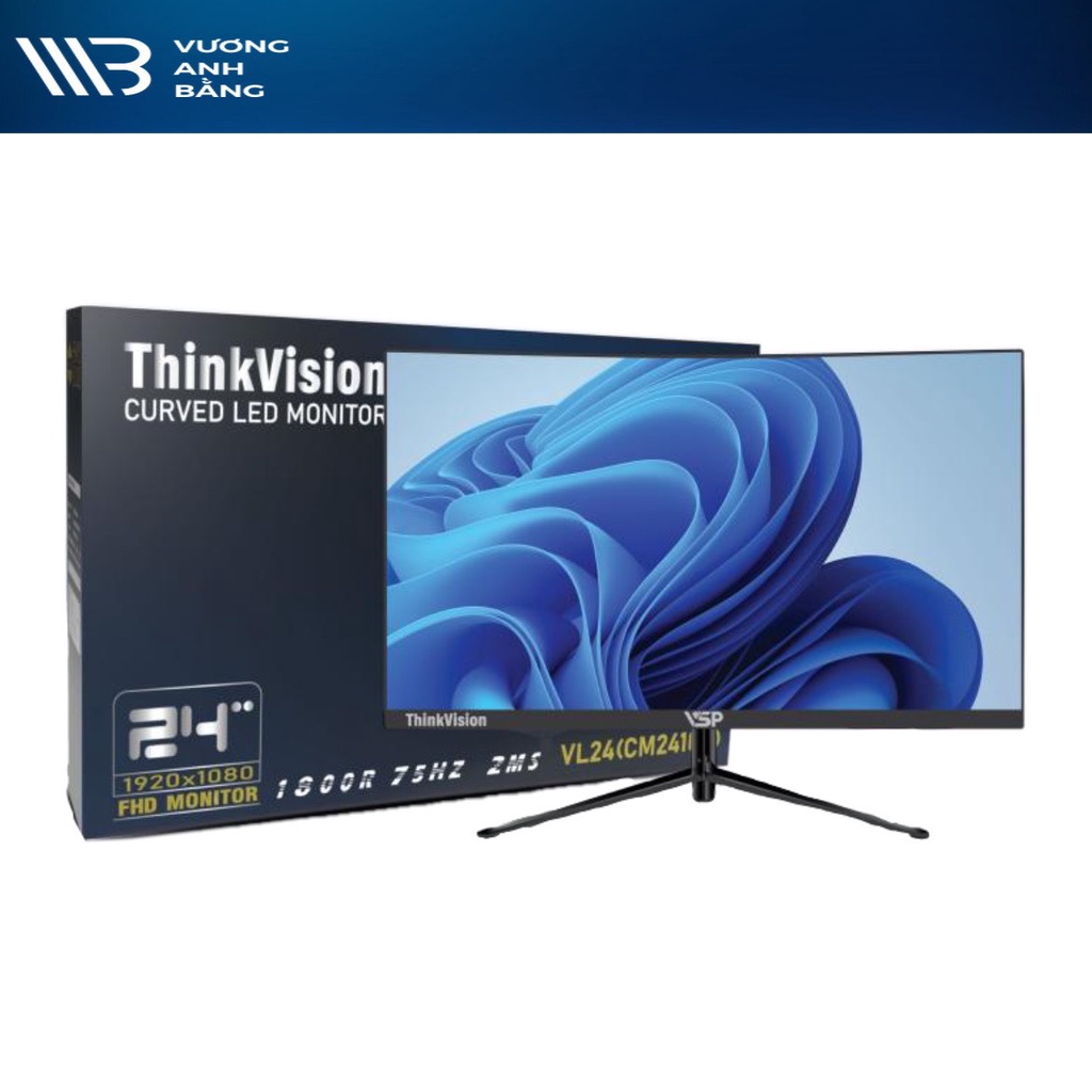 Màn hình LCD 24″ VSP VL24 (CM2410Q) FHD 75Hz Cong (Đen)- Tặng kèm Đèn VS-30S - Hàng Chính Hãng