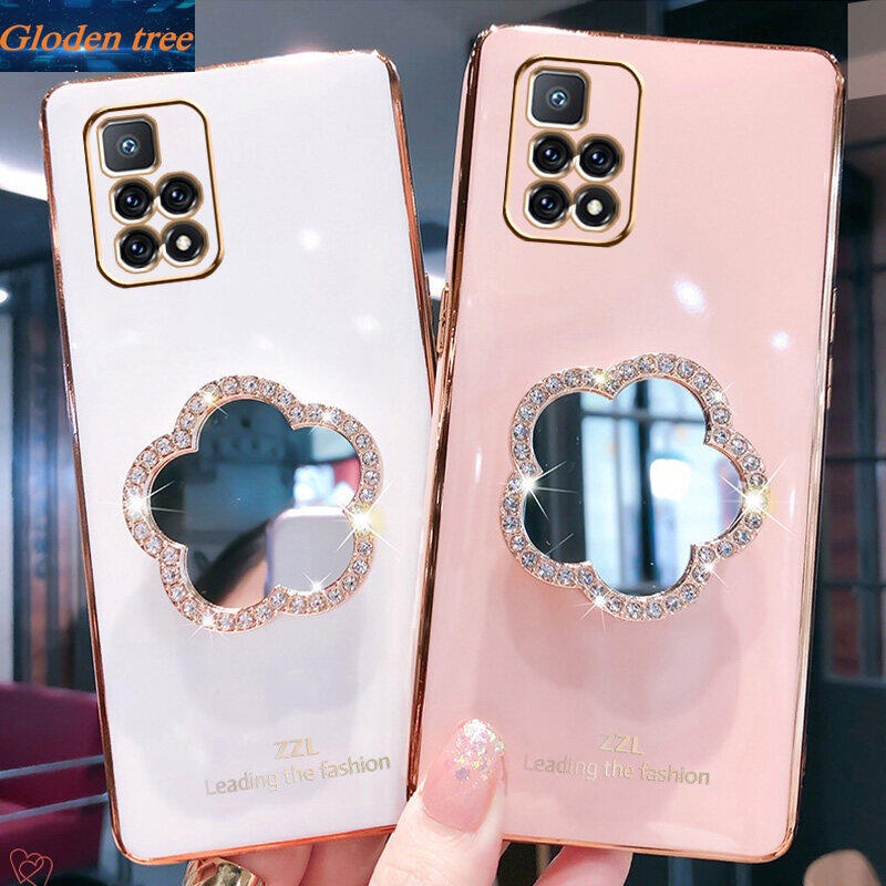 Ốp Điện Thoại Mềm Tráng Gương Trang Điểm Họa Tiết Hoa Đính Đá Lấp Lánh Sang Trọng Cho OPPO Reno 6Z 5G