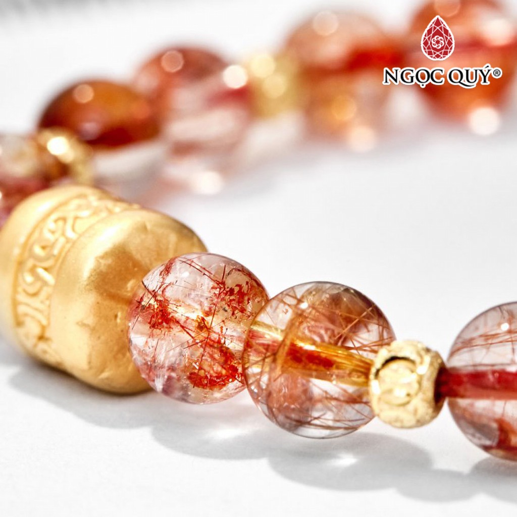 Vòng tay TA tóc đỏ phối charm bạc mạ vàng - Ngọc Quý