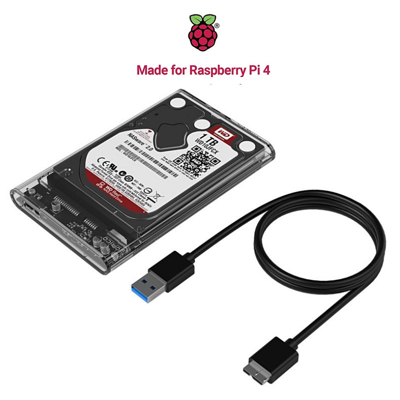 Hộp đựng ổ cứng 2.5inch HDD/SSD USB 3.0 cho Raspberry Pi 4 (Hỗ trợ HomeAssistant)