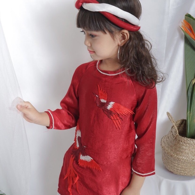 Set áo dài chim phượng bé gái (Hàng cao cấp loại 1)
