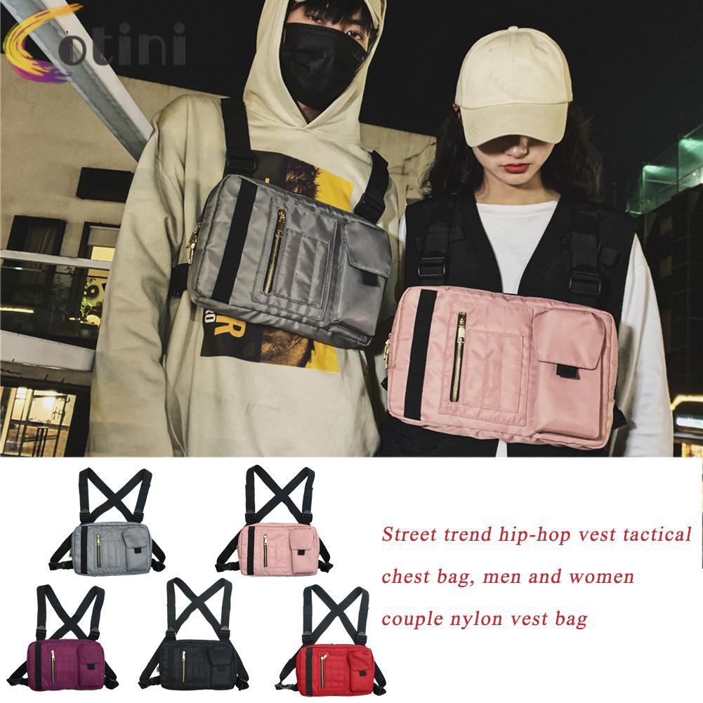 (Hàng Mới Về) Túi Đeo Ngực Bằng Nylon Phong Cách Hip Hop Đường Phố Cá Tính