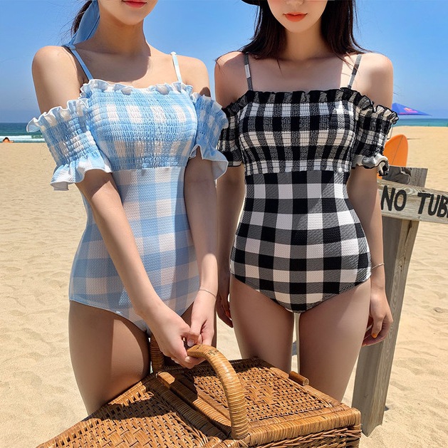 Lovely Female Checkered One Piece Swimwear | BigBuy360 - bigbuy360.vn