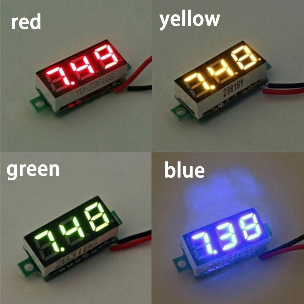 Vôn kế đo điện áp có đồng hồ đo màn hình LED 3 chỉ số kỹ thuật số và 2 dây Đầu DC 2.5-30V nhỏ gọn có nhiều màu