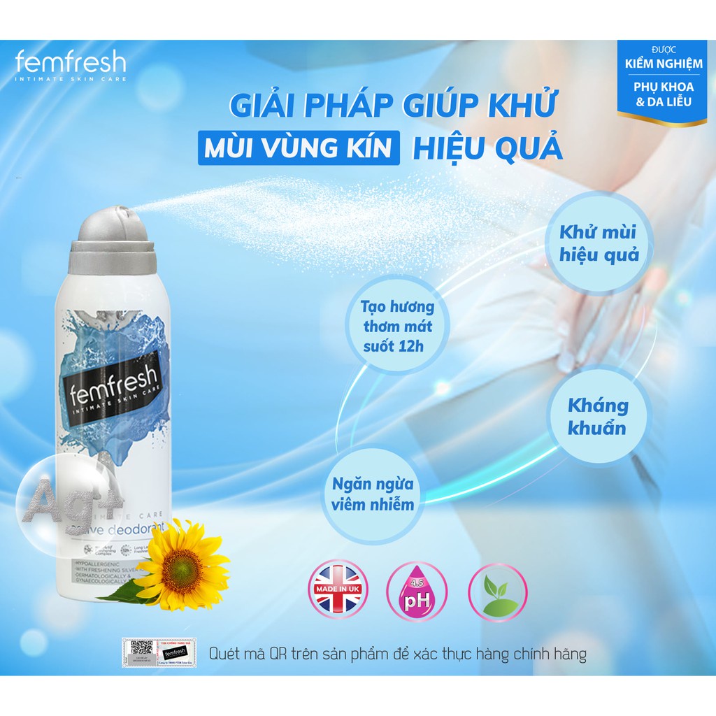 Xịt Femfresh Ultimate Care Deodorant 125ml nhập khẩu Anh Quốc