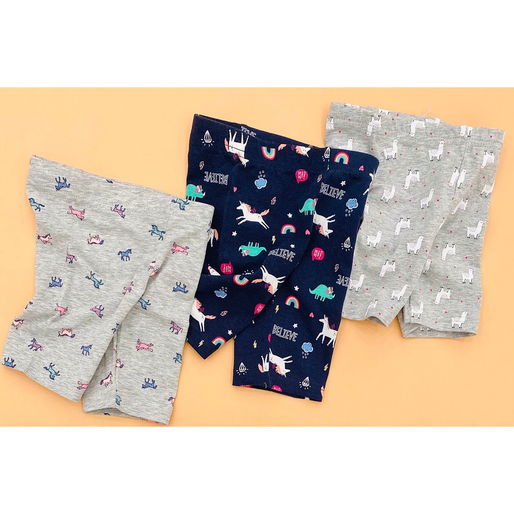 Set 2 Quần Legging Đùi Bé Gái Chất Cotton Mềm Thấm Hút Mồ Hôi