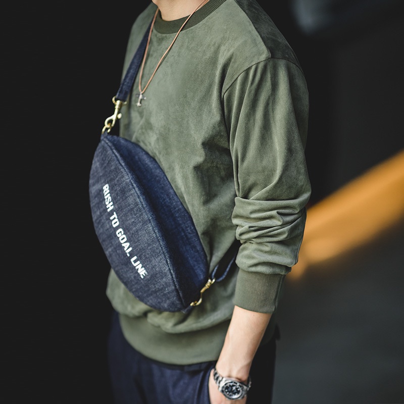 Áo sweater MADEN da lộn mềm dài tay màu trơn kiểu retro Nhật Bản cá tính