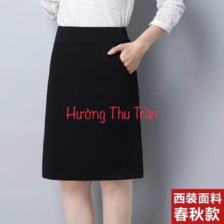 Chân váy chữ A công sở túi chéo dài đến gối