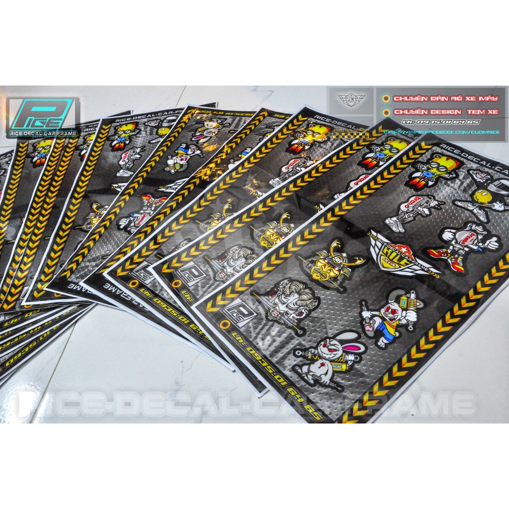 Tấm Sticker logo trang trí xe máy - điện thoại Racing  in cực nét