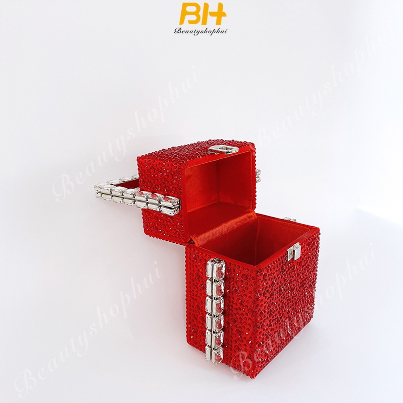 Túi Xách Tay Đính Đá Kiểu Pháp Thời Trang Thu Đông Sang Trọng Cho Nữ