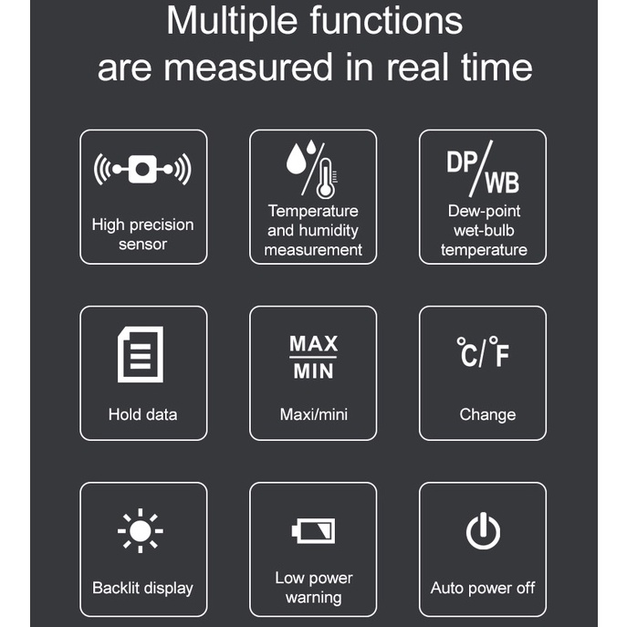Nhiệt Kế Điện Tử Cầm Tay Màn Hình LCD Kèm Bóng Đèn Ướt