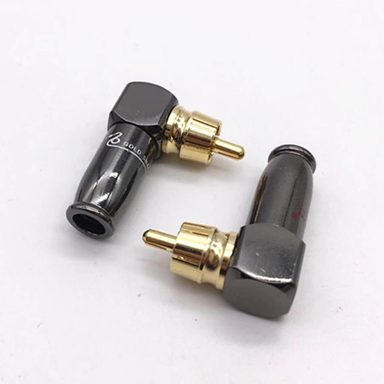 Jack AV bông sen Gold Snake vuông góc 90 độ đầu RCA đồng, mạ vàng, chân hàn