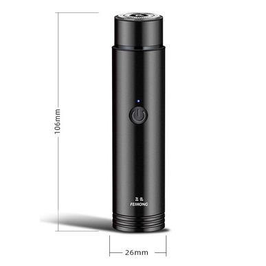 Máy cạo râu mini Feihong một đầu dùng pin sạc công suất 2W lưỡi dao kép bằng thép không rỉ có đèn báo led