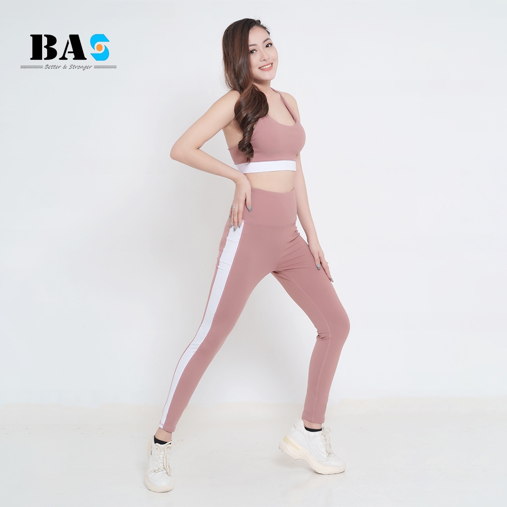 Bộ quần áo thể thao tập gym yoga Aerobic BAS phối màu trẻ trung, hiện đại - S40021