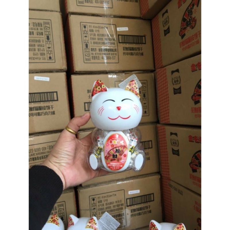 Kẹo sô cô la mèo thần tài may mắn trang trí rỏ quà tết mini