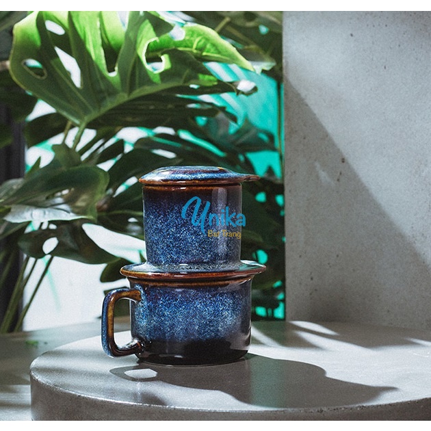 Bộ phin cafe xanh hoả biến cao cấp bán lẻ - Phin pha cafe gốm Bát Tràng