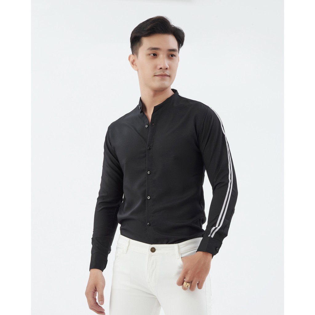 Áo sơ mi nam cổ tàu dài tay dây viên vải êm bền đẹp sơ mi nam công sở HOT TREND (cam kết giống hình) | BigBuy360 - bigbuy360.vn