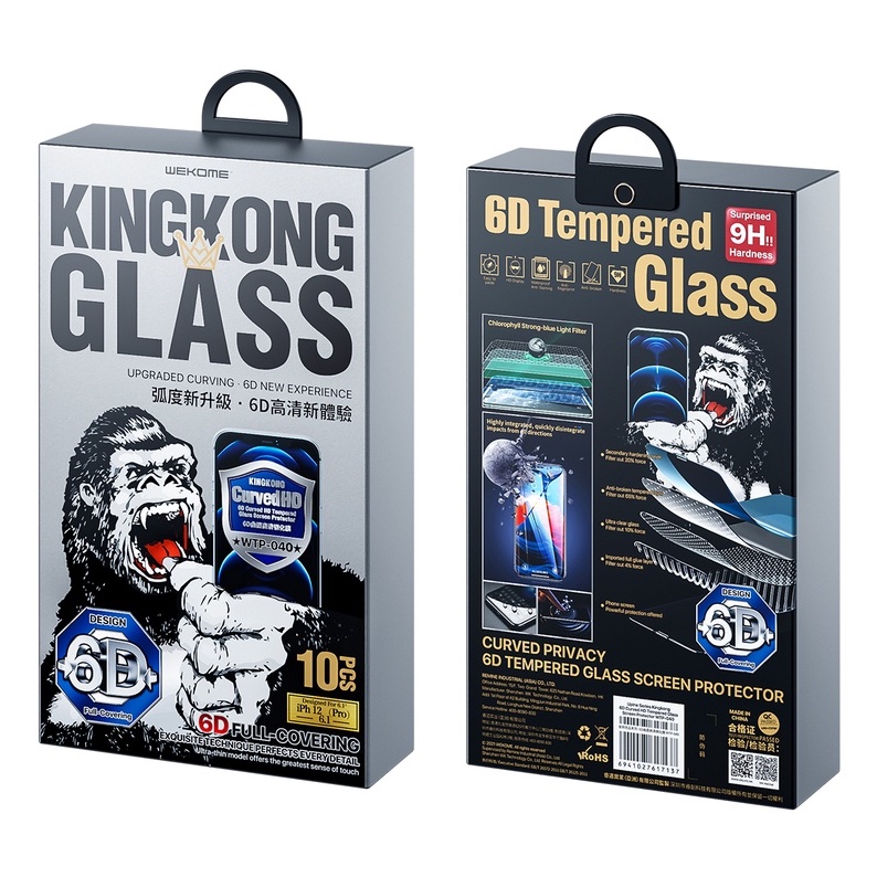 Kính Cường Lực KingKong WEKOME Chính Hãng Full MÀN Chống Vỡ Viền cho X/XsMax/11 12 13 14 15 ProMaxplus