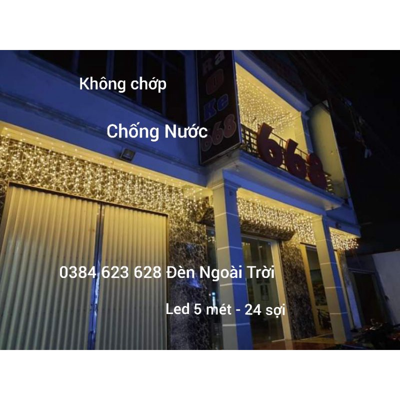 Dây ĐÈN LED TRANG TRÍ NGOÀI TRỜI 12 MÉT RỦ 60 SỢI 0,6m, Dây đèn trang trí ánh sáng vàng