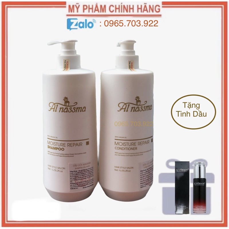 [ TẶNG TINH DẦU ] DẦU GỘI VÀ XẢ ALNASSMA ĐẲNG CẤP VƯỢT TRỘI, PHỤC HỒI TÁI SINH 1000ml x 2