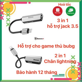 Jack Chuyển Đổi Tai Nghe 2 in 1 và 3 in 1 Vừa Sạc Vừa Nghe Vừa Có Mic Chân lightning Baseus L52 bảo hành 12 tháng
