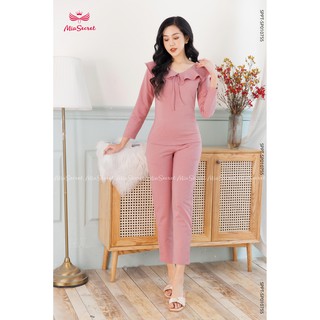 Bộ Pijama Nỉ Cổ Bèo Hồng Phấn