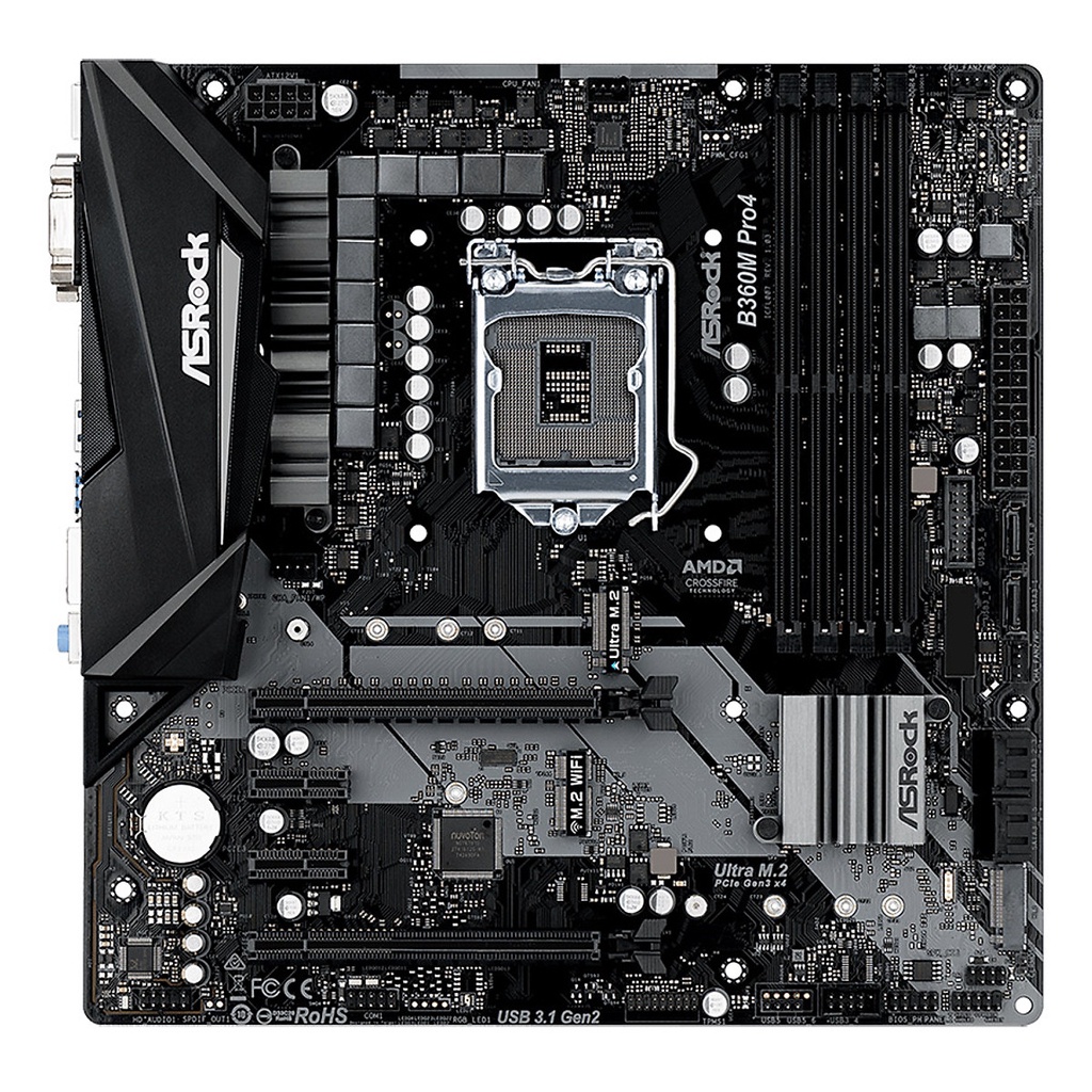Bo Mạch Chủ Mainboard ASRock B360M Pro4 Socket 1151 cũ tháo máy