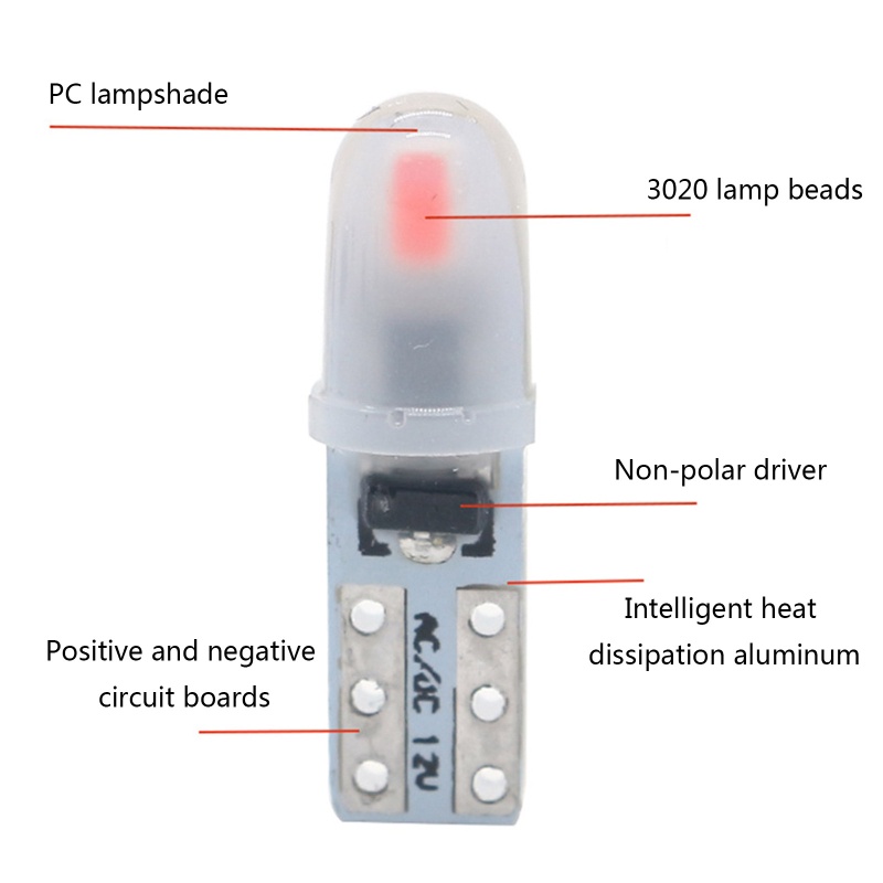 Set 10 Đèn LED T5 1 4W 3014 2smd 12V Ánh Sáng Trắng Dành Cho Ô Tô