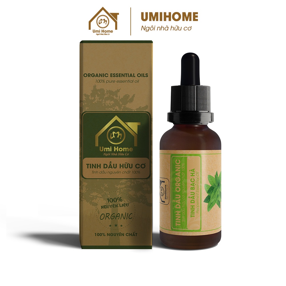 Tinh dầu thơm phòng Bạc Hà hữu cơ UMIHOME nguyên chất 10ml