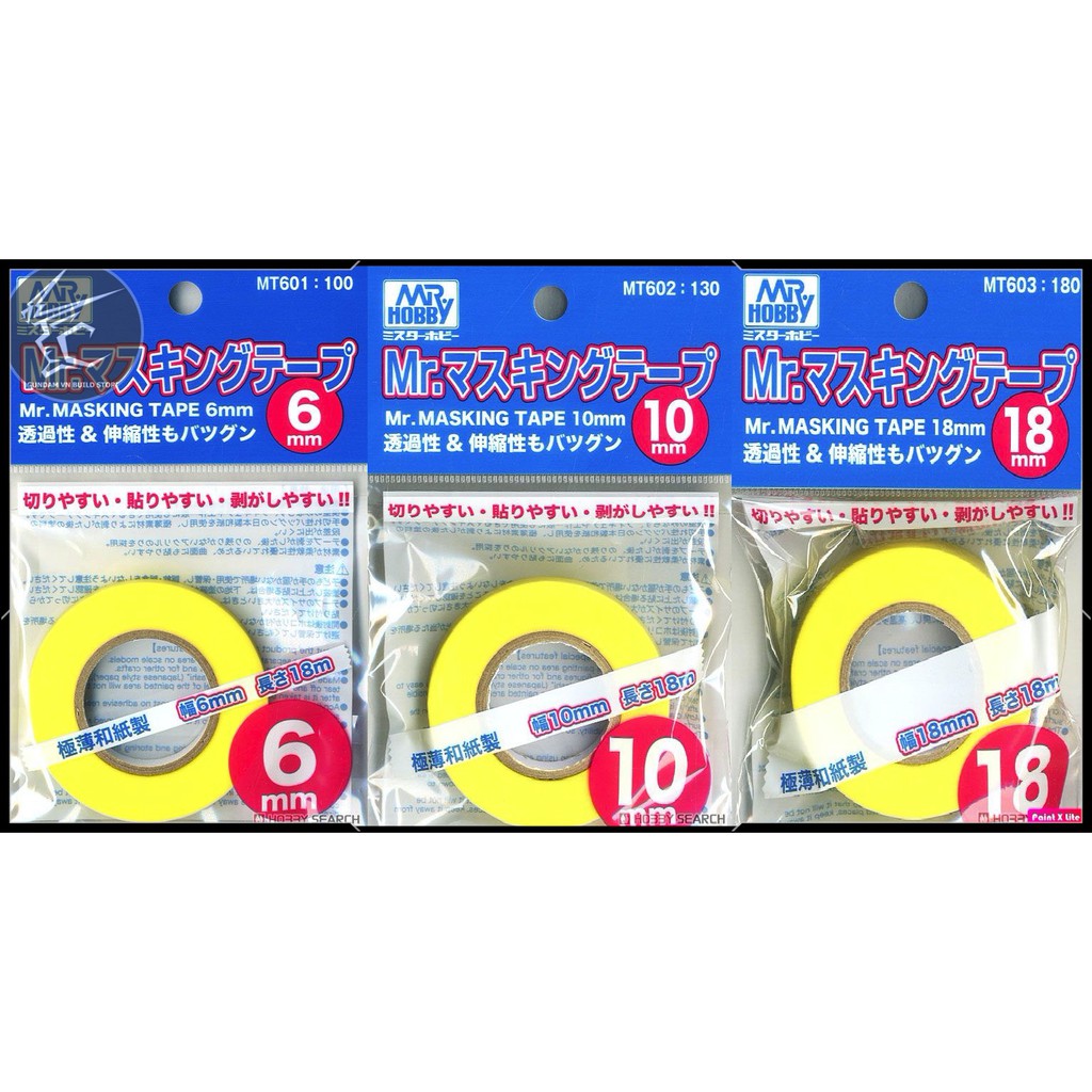 PHỤ KIỆN MÔ HÌNH GUNDAM BĂNG KEO CHE SƠN MASKING TAPE MRHOBBY 6MM - 10MM - 18MM MT601-602-603