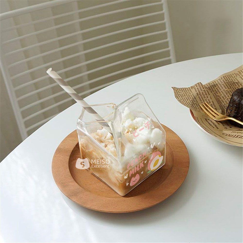 LEISURE Cốc Thủy Tinh Uống Sữa Hình Vuông 380ML