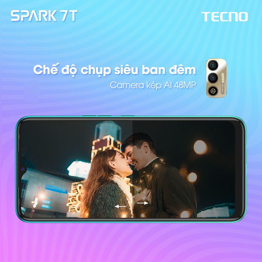 Điện thoại TECNO SPARK 7T | 4GB/64GB | Pin 6000 maH | Camera kép 48MP | HÀNG CHÍNH HÃNG