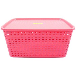 Rổ nhựa 3388 đựng đồ giả mây có nắp đậy size đại Việt Nhật, Song Long - Giỏ nhựa đan đựng đồ chơi, quần áo