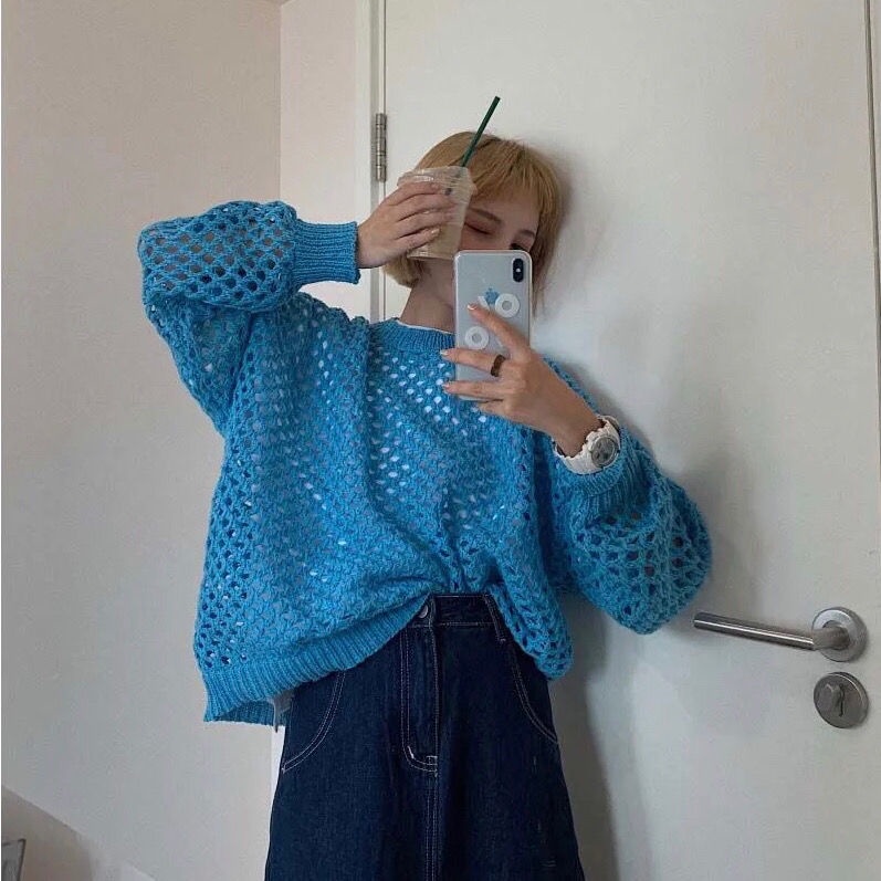 Áo sweater tay dài dáng rộng dễ phối đồ hàng mới dành cho bạn nữ