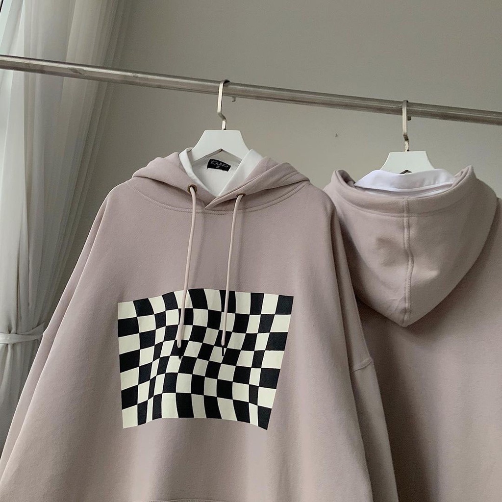 Áo Hoodie Form Rộng Họa Tiết Bàn Cờ - Titto Closet