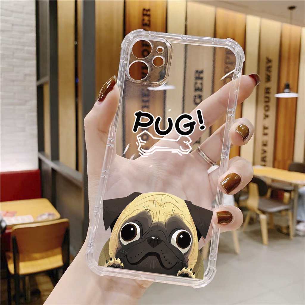 Ốp lưng iphone cún PuG chống sốc trong suốt case 14plus 14 pro max 13 12 promax 11 mini 6 6s 7 8 plus x xr xs Se