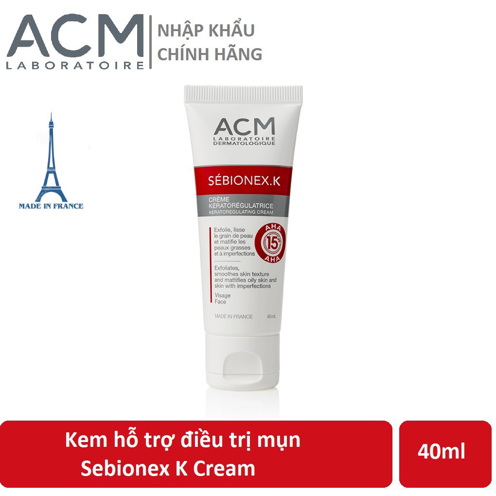 KEM HỖ TRỢ GIẢM BÃ NHỜN, NGĂN NGỪA MỤN ACM SEBIONEX K CREAM 40ml