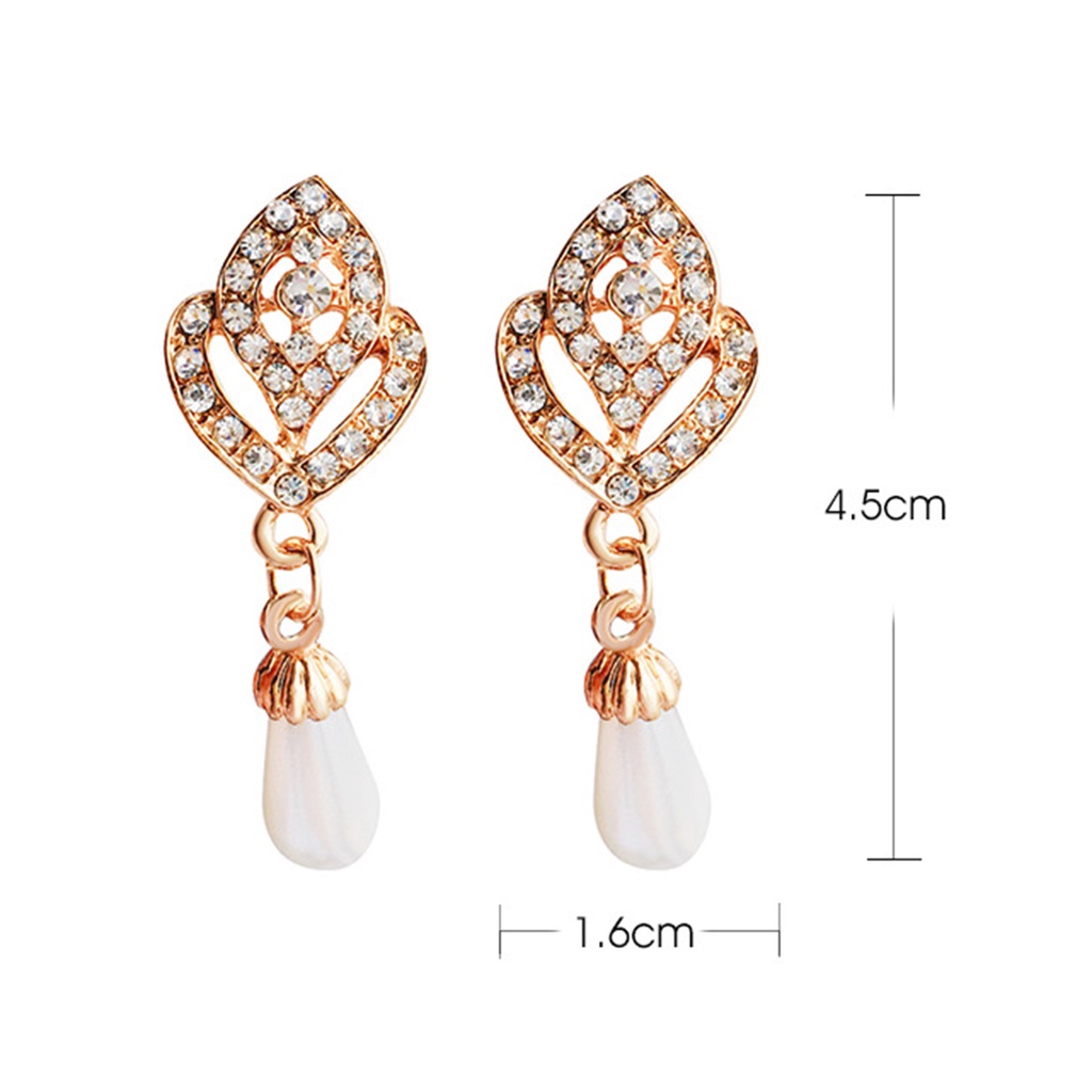 Khuyên tai hình giọt nước đính đá và ngọc trai giả thanh lịch dành cho nữ