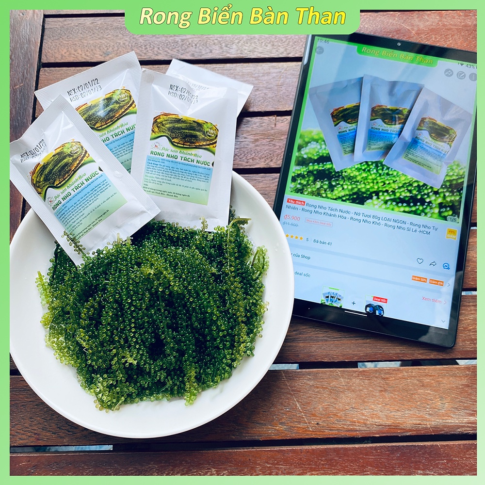 Rong Nho Tách Nước (LOẠI NGON) nở tươi 80g  - Rong Nho Tự Nhiên Khánh Hòa DATE MỚI