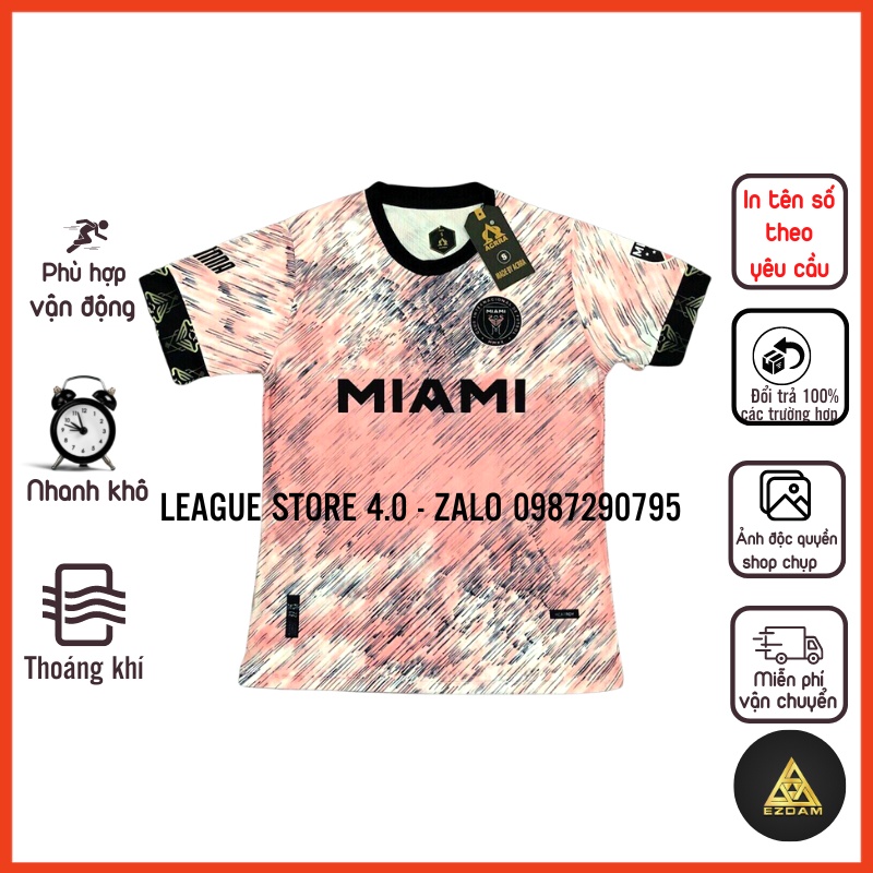 Bộ áo đá bóng đẹp miami 2022 leaguestore4.0 , áo đá banh cao cấp dệt xịn thấm hút mồ hôi