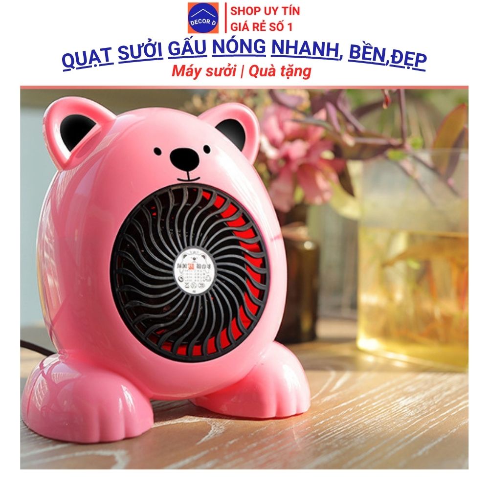 Quạt sưởi_Máy sưởi mini Gấu mùa đông ấm nhanh, công suất lớn, tự ngắt khi nghiêng, chạy cực êm – Văn phòng, phòng ngủ