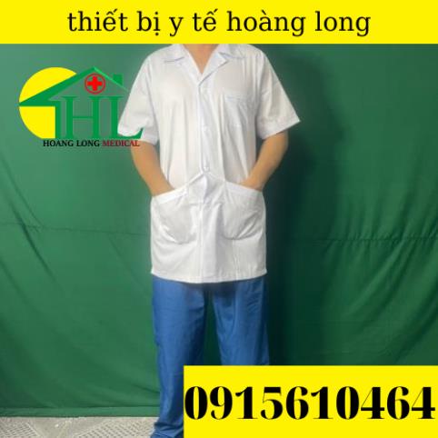 Áo Blouse bác sĩ dáng ngắn - tay cộc nam các size M L XL 2XL