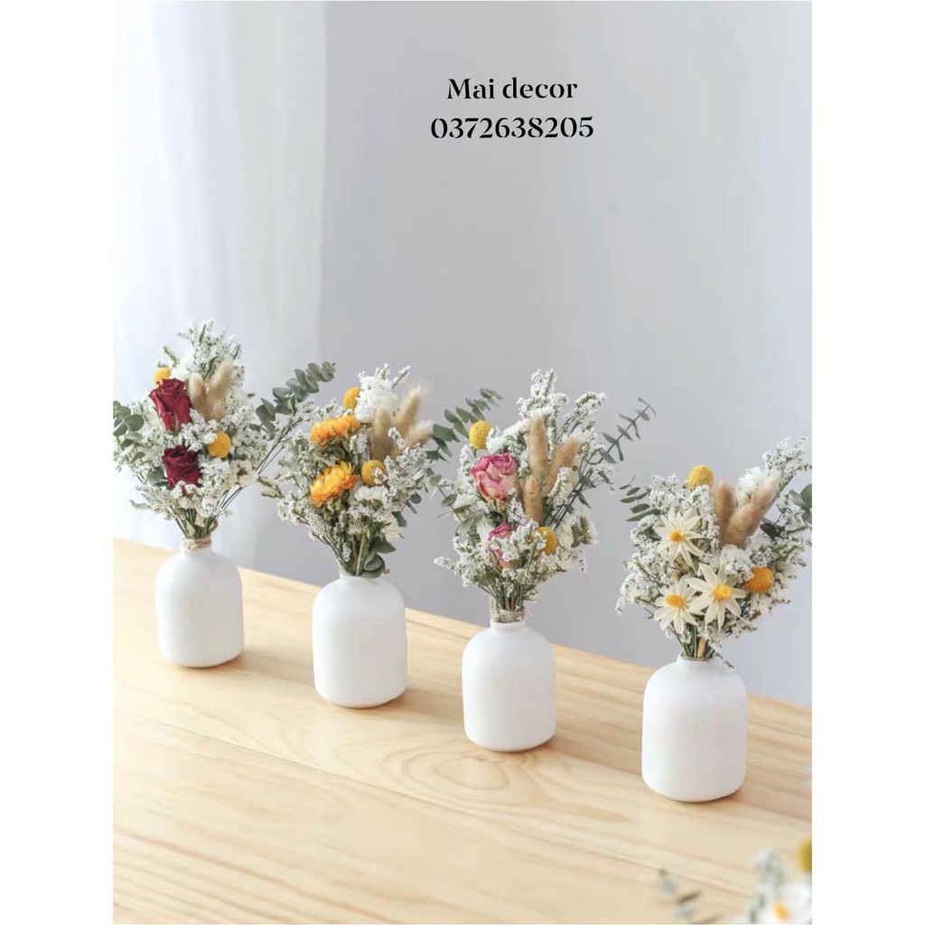 [ SIÊU RẺ ] Bình hoa khô mini phong cách Hàn quốc ( Cả bình và hoa ) có clip thật