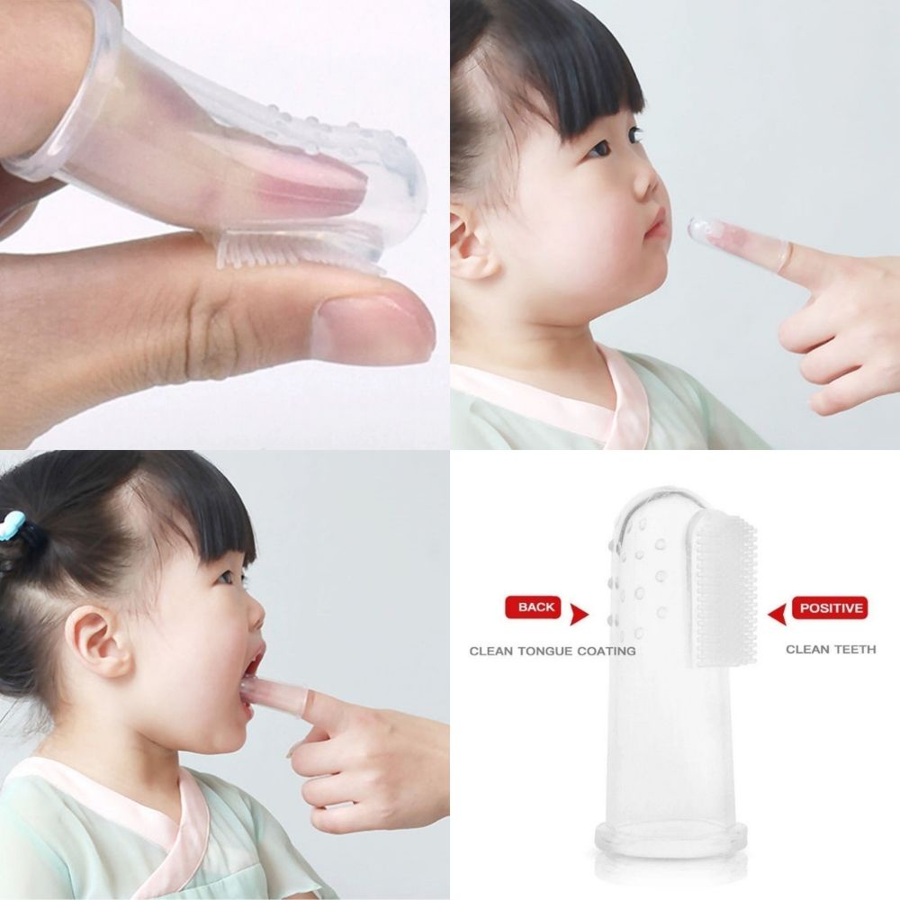 Bàn chải đánh răng đeo ngón tay bằng silicon mềm cho bé