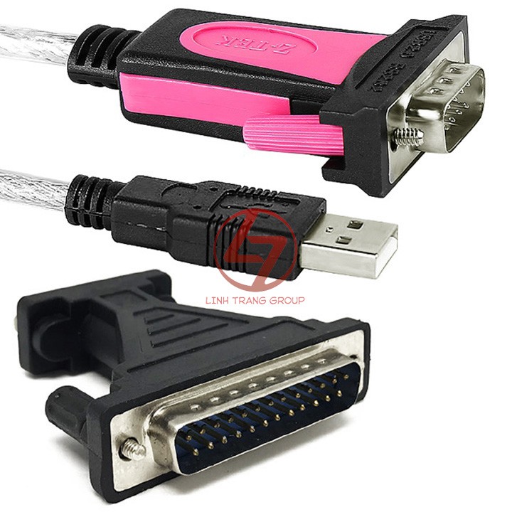 Cáp chuyển USB ra COM RS232 Z-TEK ZE400 và cổng chuyển 9 chân âm ra 25 chân dương LPT PK23 PK24 PK25