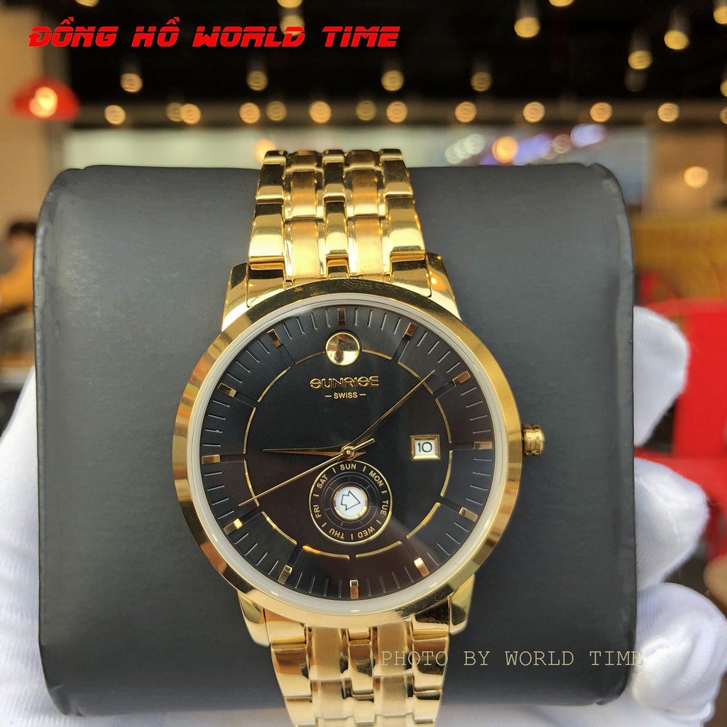 Đồng hồ nam sunrise dây thép 1115sa chính hãng full box sapphire chống xước , chống nước, bảo hành 3 năm