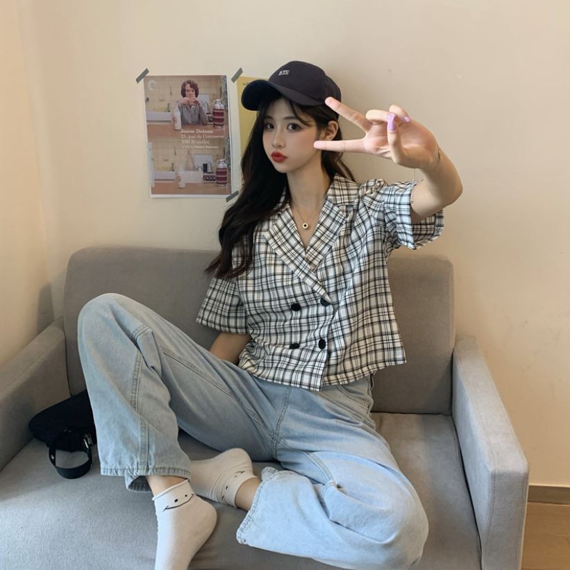 Áo Khoác Croptop Cổ Vest Nữ - A02 | BigBuy360 - bigbuy360.vn