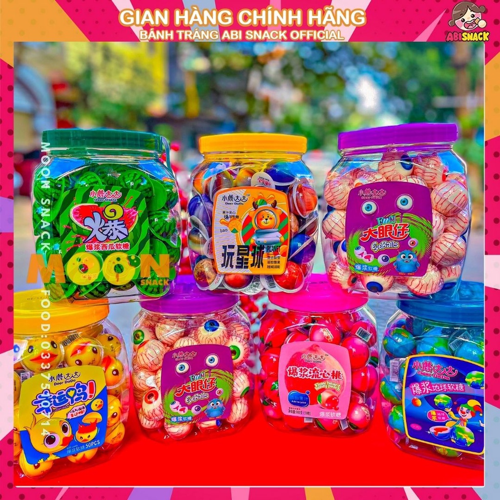 Thạch rau câu kẹo dẻo Squid game/con mắt/quả đào/hành tinh/có nhân mứt loại ngon-Eye Candy Funny Castle HongKong