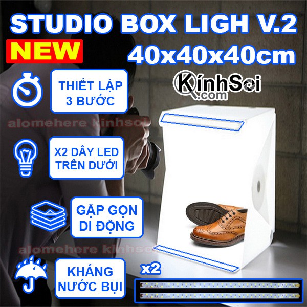 Hộp sáng chụp sản phẩm Studio Box Light V.2 40x40cm 70LED Phiên Bản 2 LED tăng khả năng bắt sáng