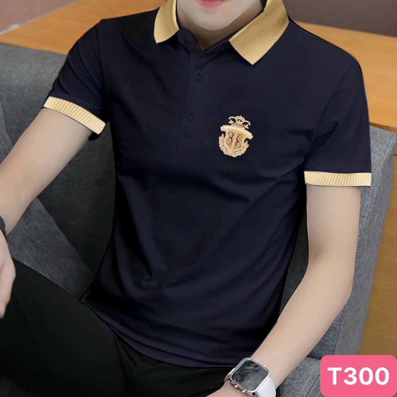 Áo thun nam cổ trụ màu đen chất vải cotton dày dặn co giãn tay ngắn, phông nam đẹp Hado09 nhiều mẫu